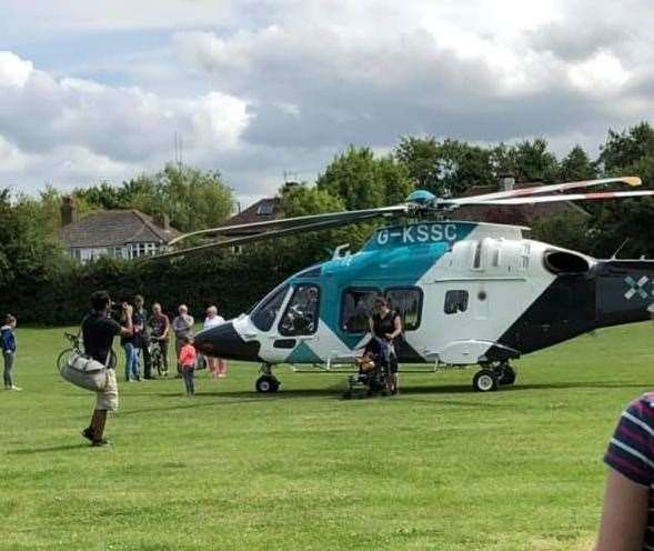 The air ambulance landed on Westmeads Recreation Ground. Picture: Janice Johnston