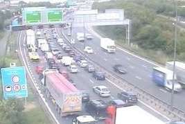 Long queues on the M25 in Kent after a crash at the Dartford Crossing