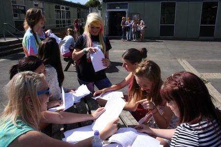 Pupils get their results at Hartsdown Academy in Margate.