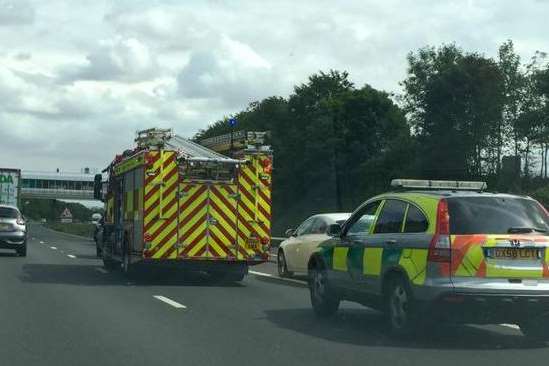 Emergency services seen on the M2. Pic by Tim Edwins