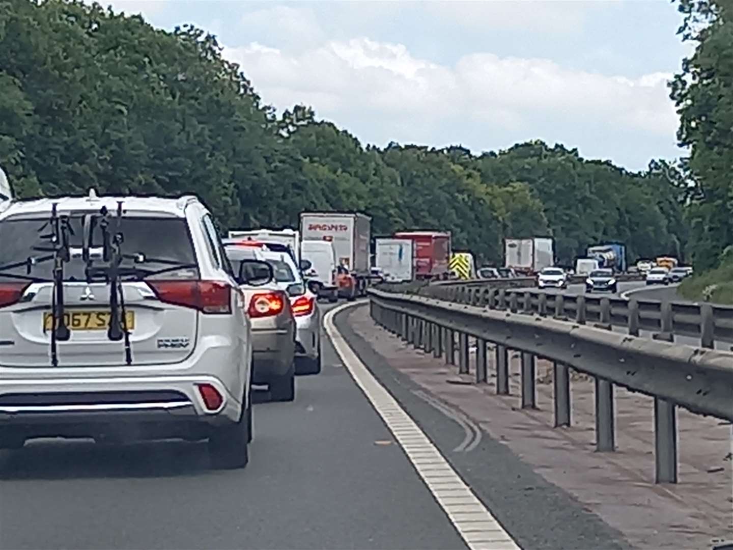 Long tailbacks on the M2 after a pedestrian was spotted