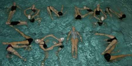 Hythe Olympic swimmers spell out 2012. Library picture