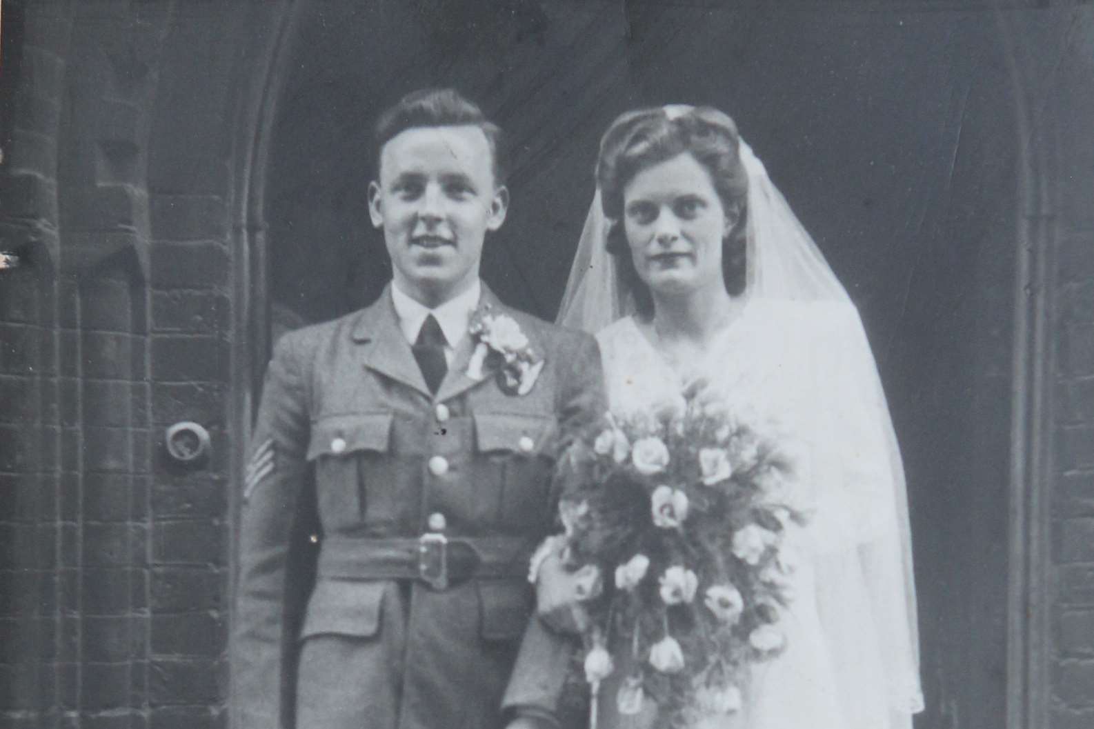 Charlie and Jacqueline Prior on their wedding day 70 years ago