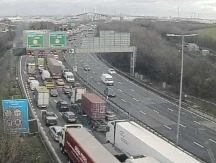 There were long delays leading up to the Dartford Crossing due to a broken down vehicle. Picture: National Highways