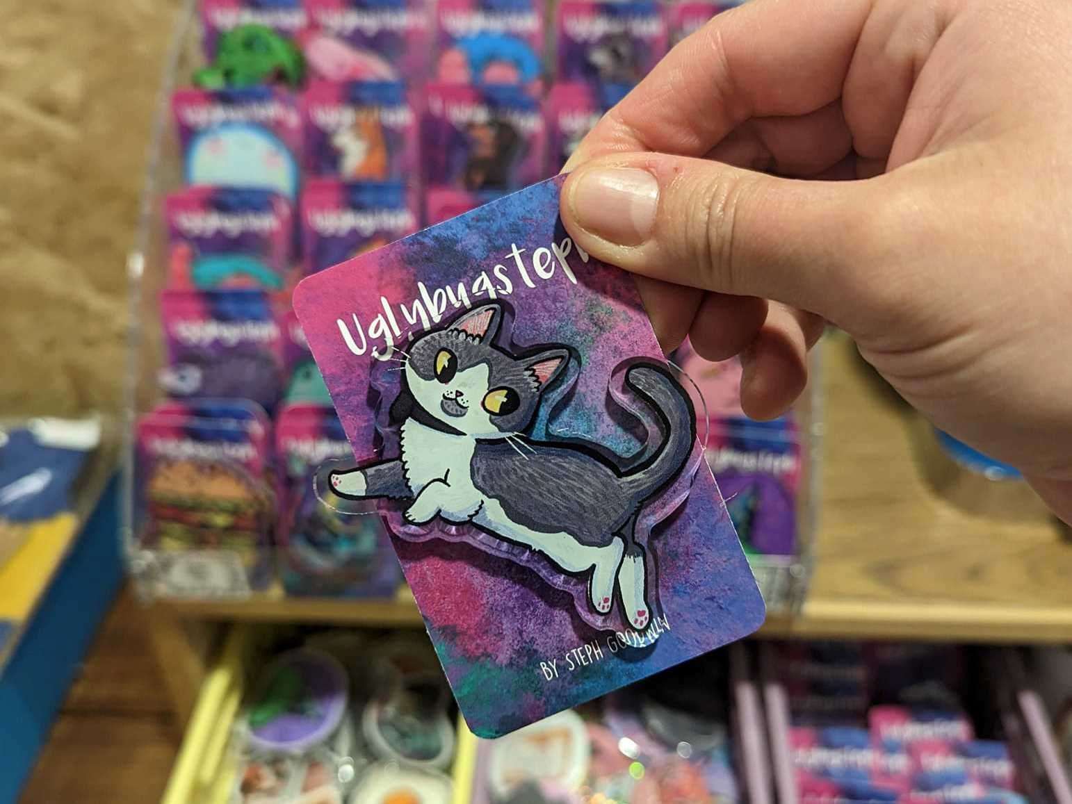 A badge showing Griffin can be purchased from Canterbury Makers in the Marlowe Arcade. Picture: Steph Goodwin/Uglybugsteph