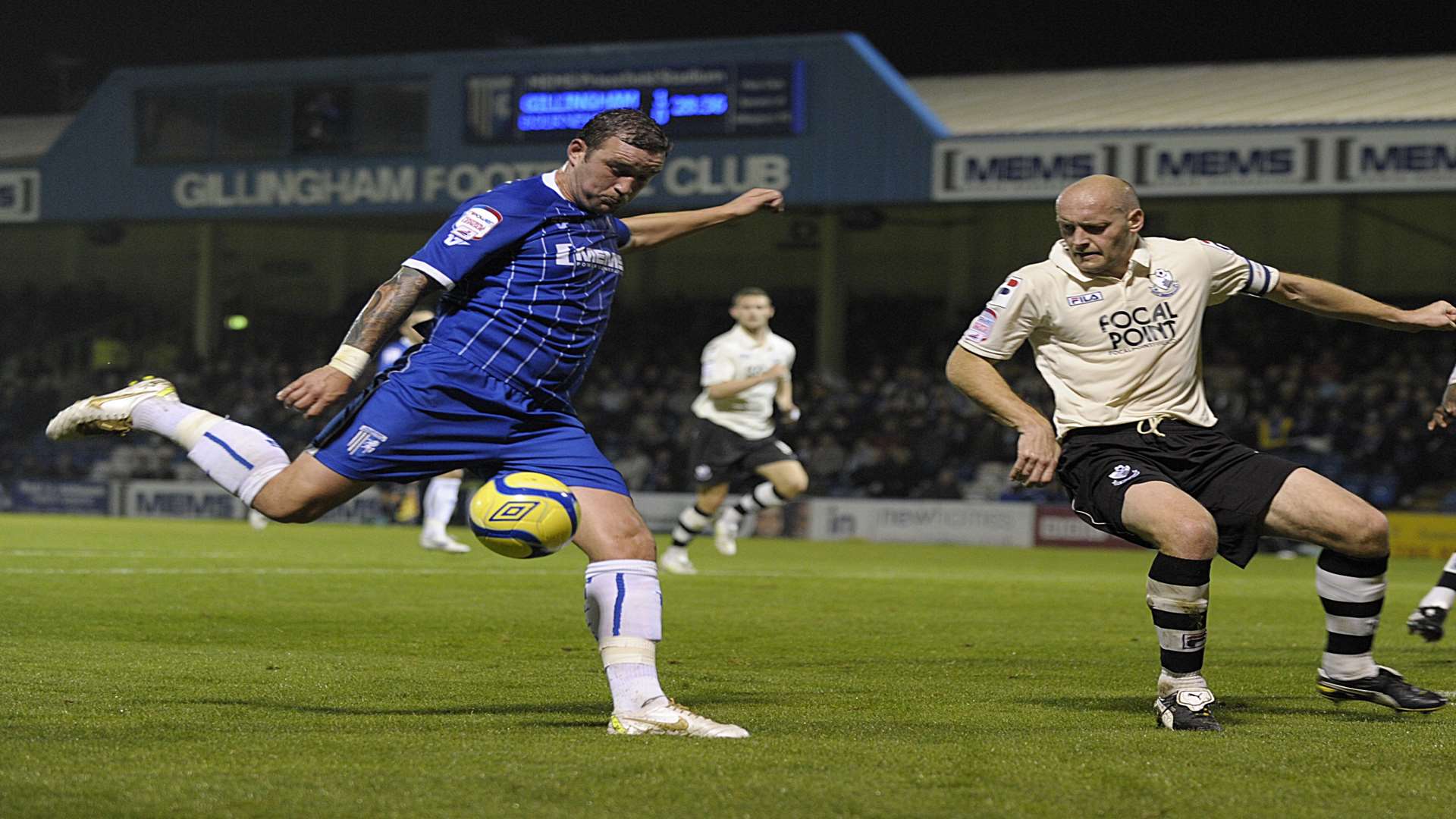 Danny Kedwell takes aim during Gillingham's FA Cup win against Bournemouth in 2011 Picture: Barry Goodwin
