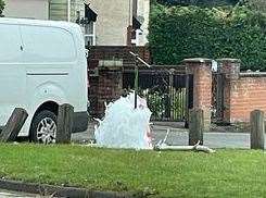 Water sprouting from a valve in Grove Road, Maidstone. Picture: Denise