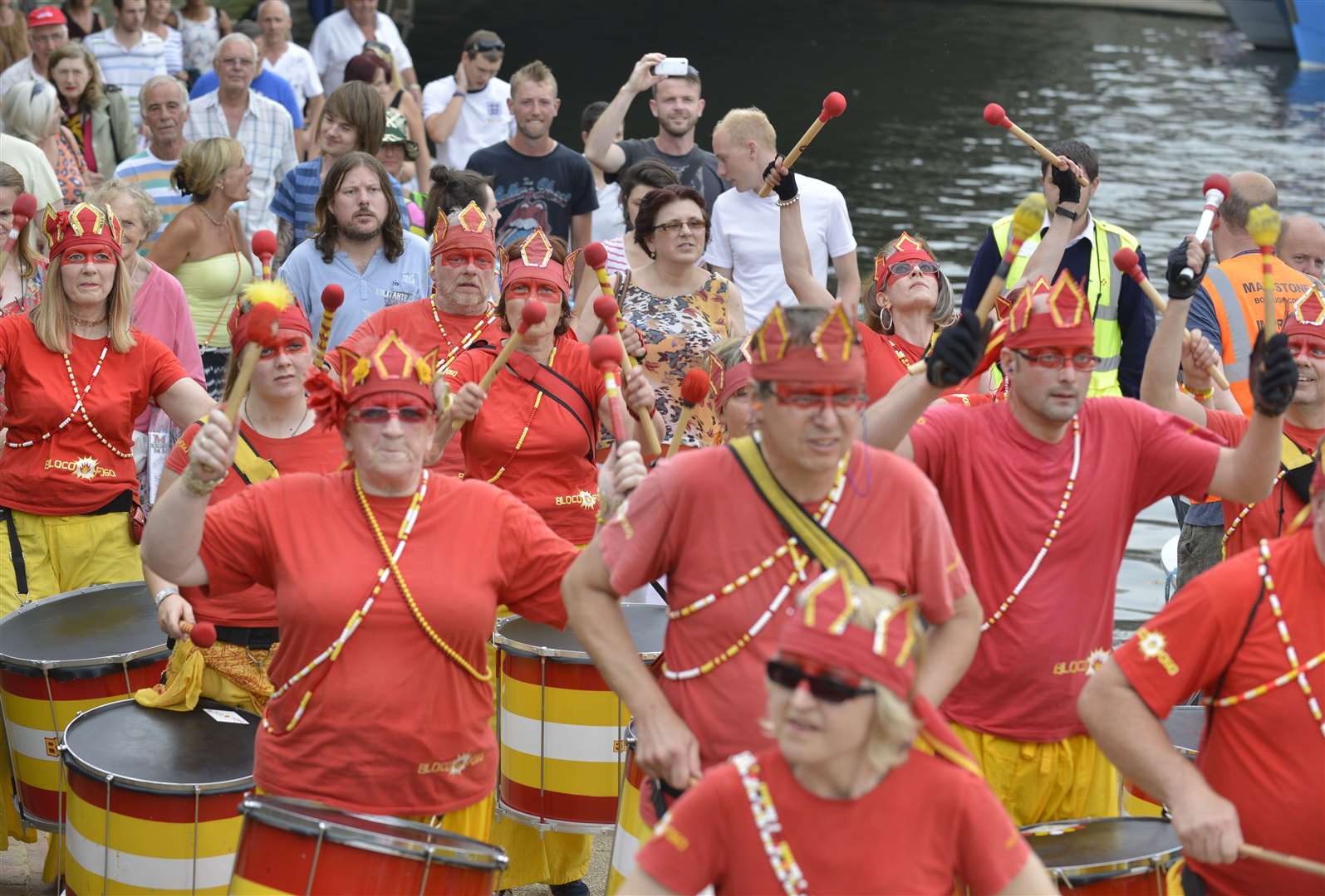 Bloco Fogo provide some samba beats along the river bank. Hundreds enjoy this years Maidstone River Festival 2013. Picture: Martin Apps