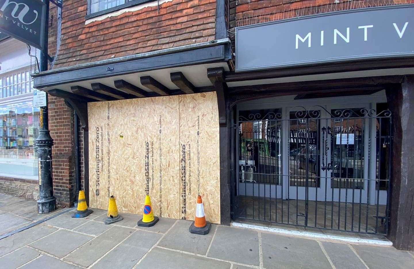 Mint Velvet in Tenterden had to close after a car drove into the shop front smashing a window.