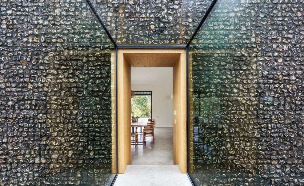 The flint wall is a real stand out. Picture: The Modern House