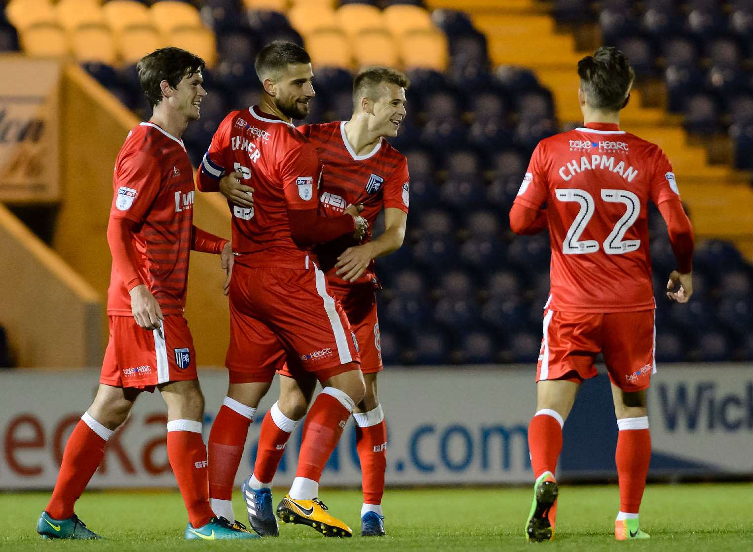 Gills celebrate their winner on Tuesday night Picture: Andy Payton