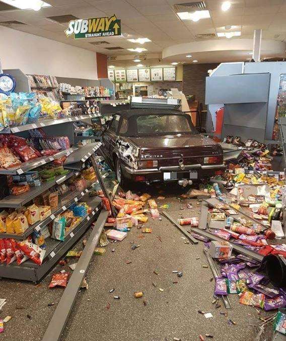 The car ended up in the petrol station shop (2705124)