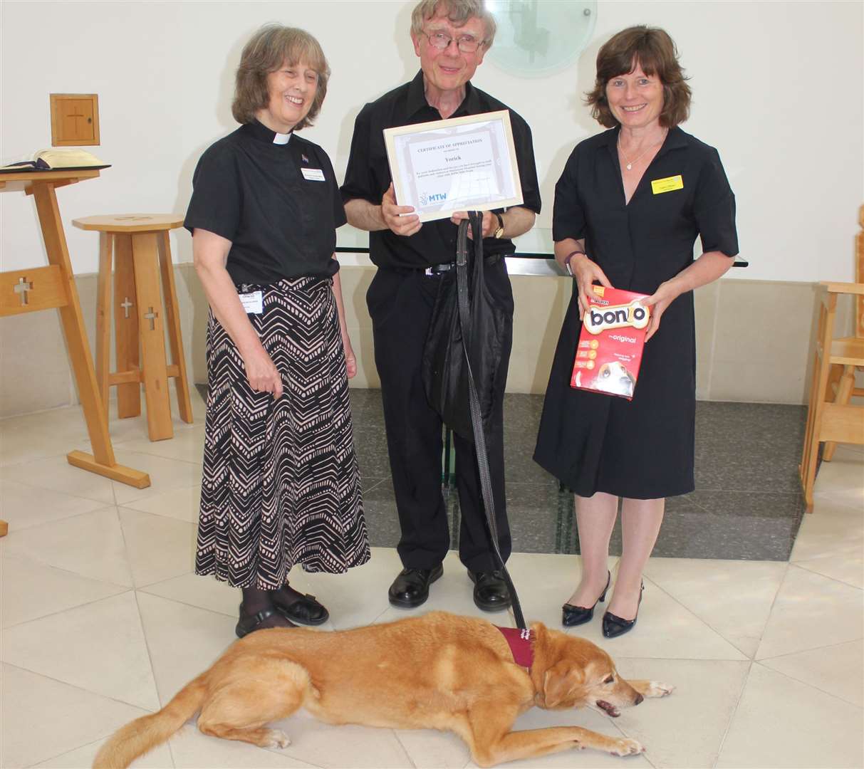 The lurcher was given a certificate and a box of his favourite treats