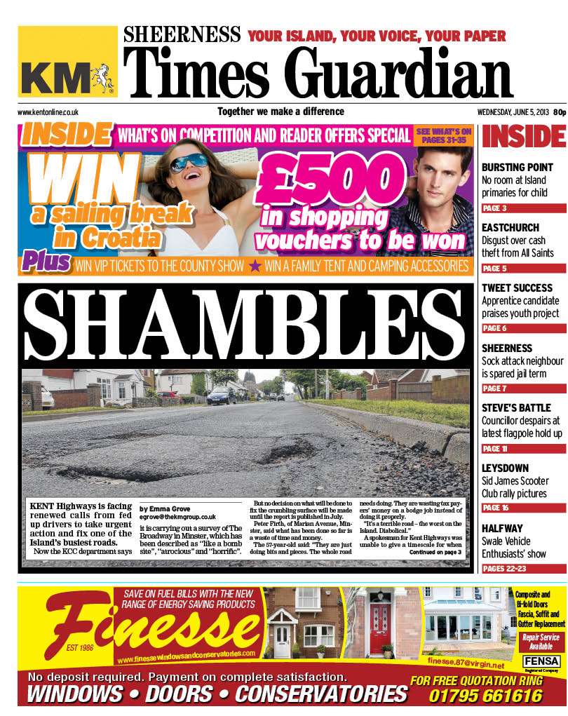 The front of this week's Sheerness Times Guardian