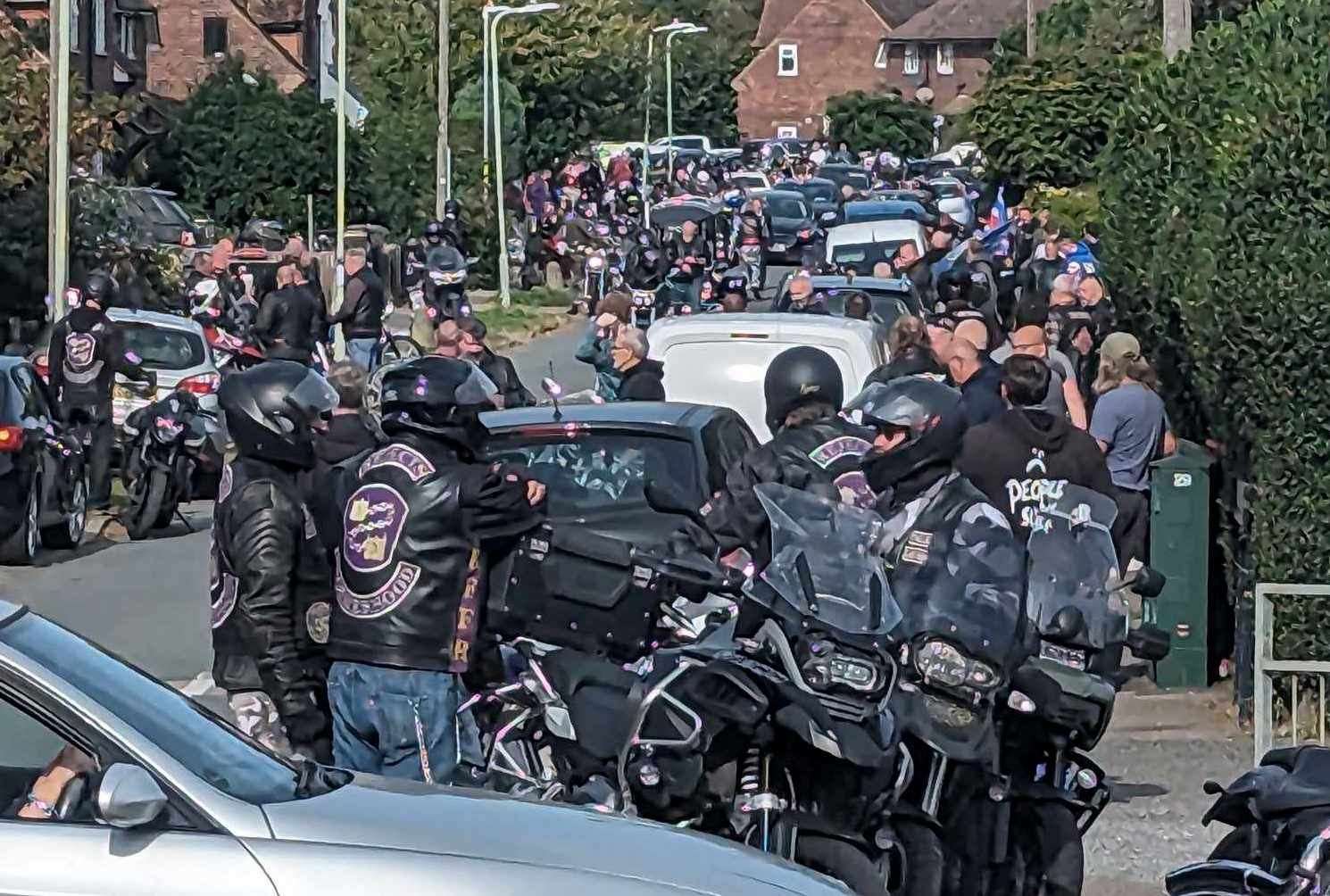 Traffic came to a standstill as hundreds of bikers escorted Glyn Clarke, who died in a hit-and-run in Harbledown, to his final resting place