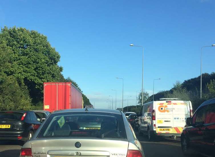Traffic at a standstill on the M2