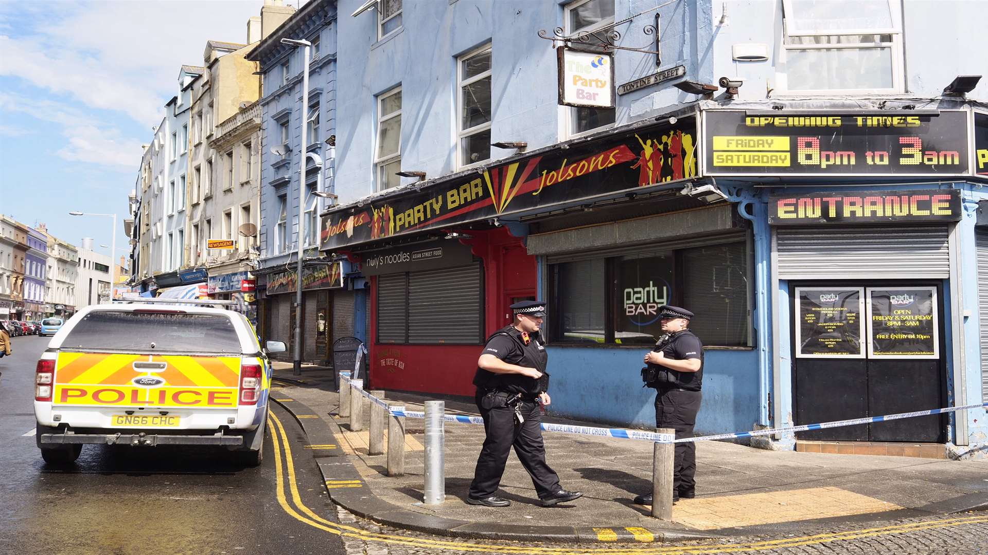 Jolson Party Bar has been taped off. Picture: Andy Payton