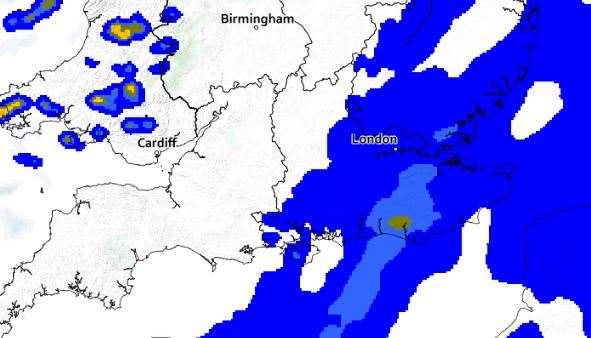 Much of the South East will see a deluge tonight, followed by light showers tomorrow. Picture:The Met Office