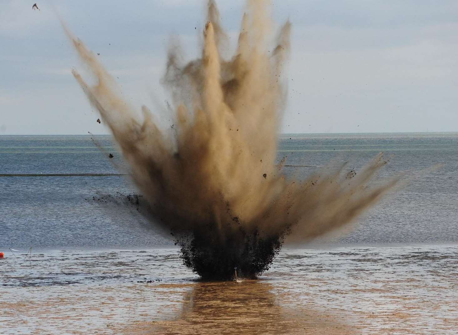 The controlled explosion. Picture: James Blackwell, Sheppey Coastguard.