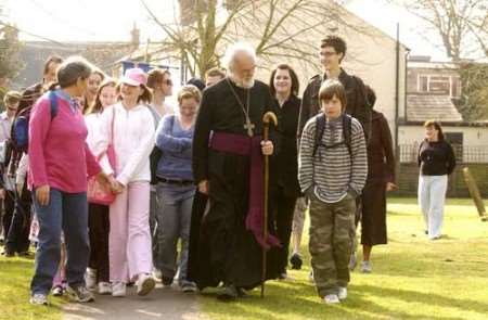 Dr Rowan Williams with some of the youngsters. Picture: CHRIS DAVEY