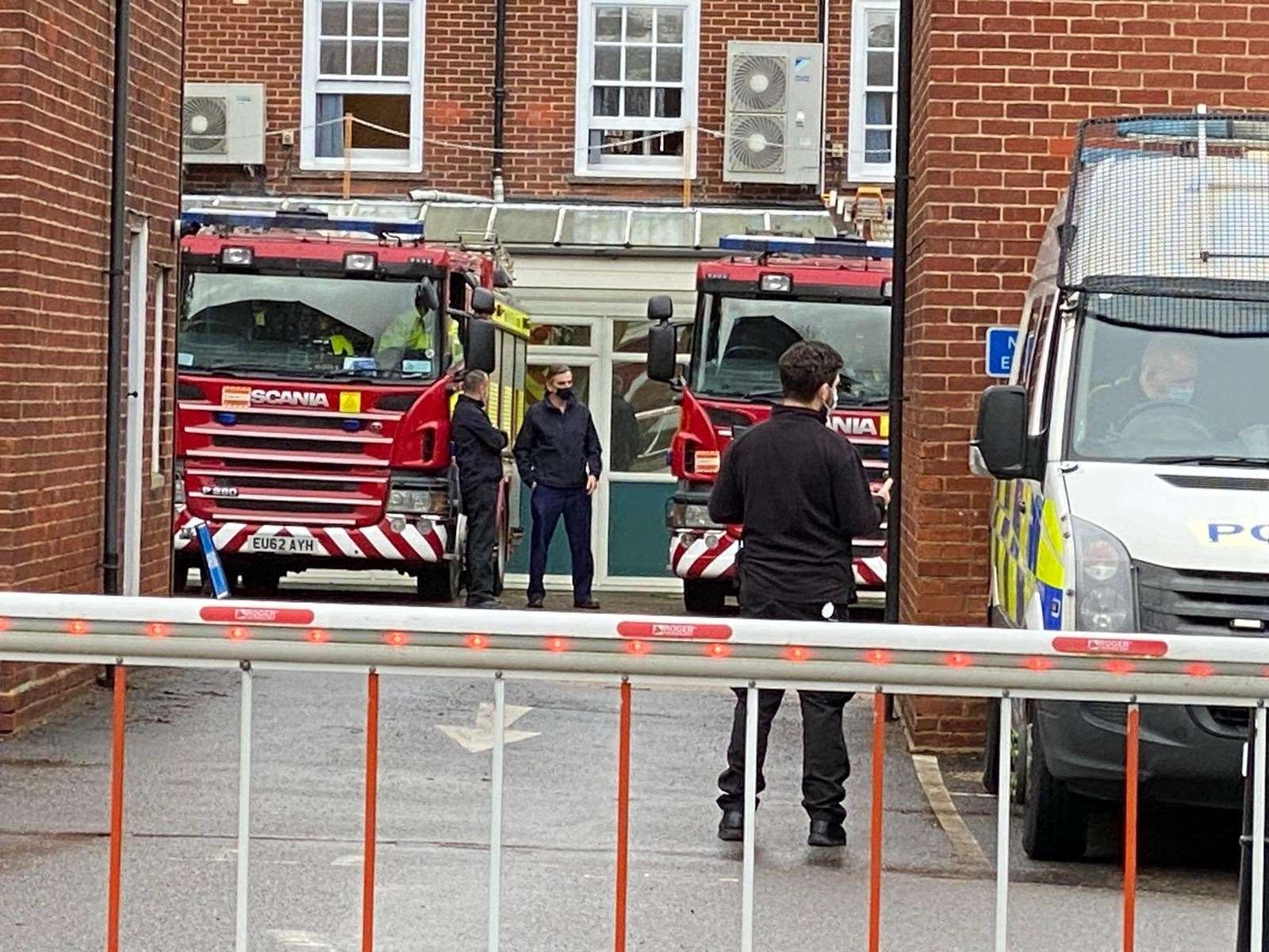 Fire crews at the Kent Police HQ in Sutton Road ahead of testing Picture: Barry Goodwin