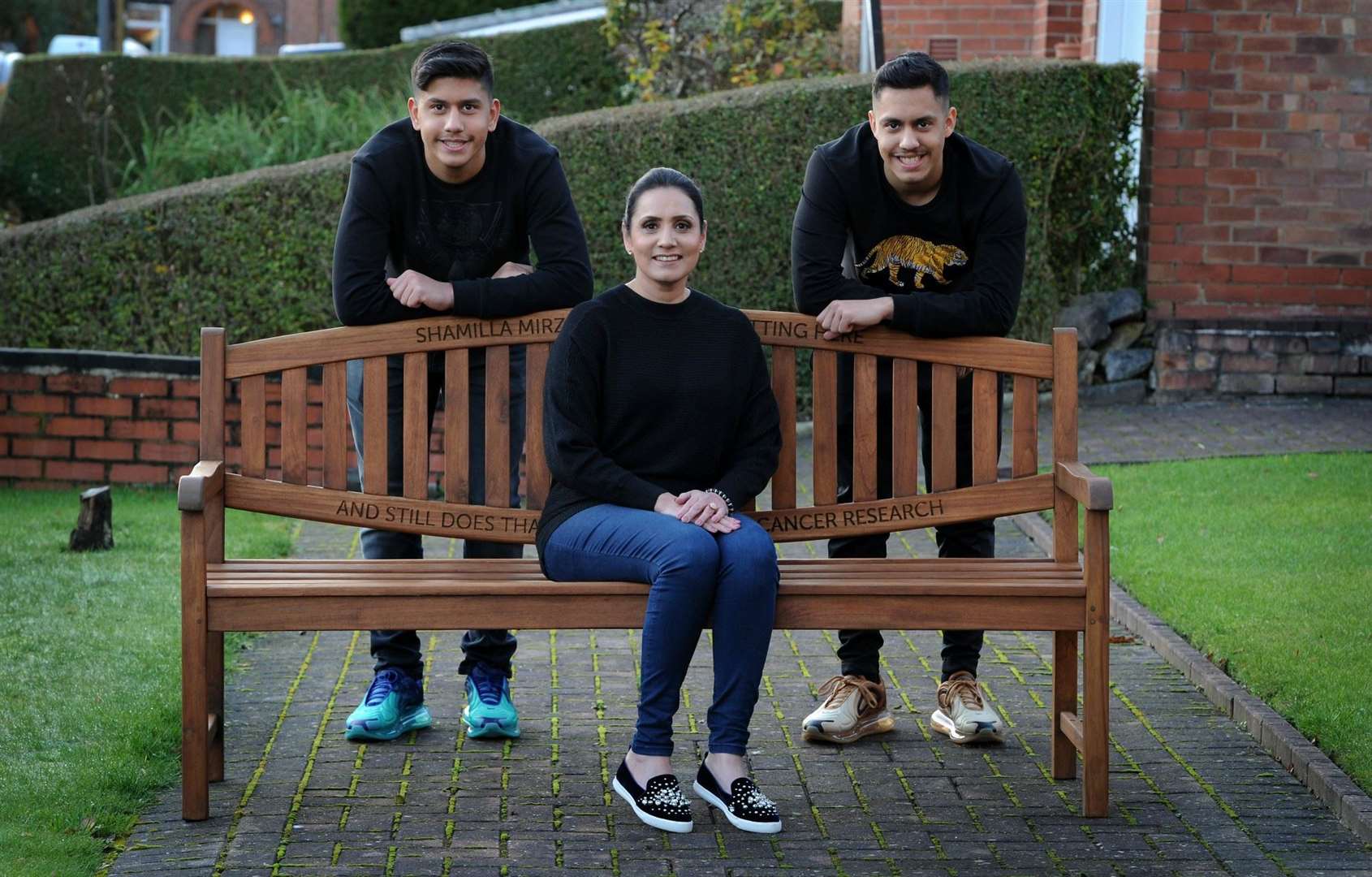Shamilla Mirza with her named bench marking her recovery from cancer. Picture by Paul Heyes.