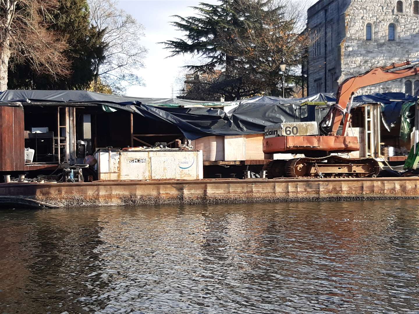 Work to tow the Embankments bar and restaurant barge in Maidstone is underway