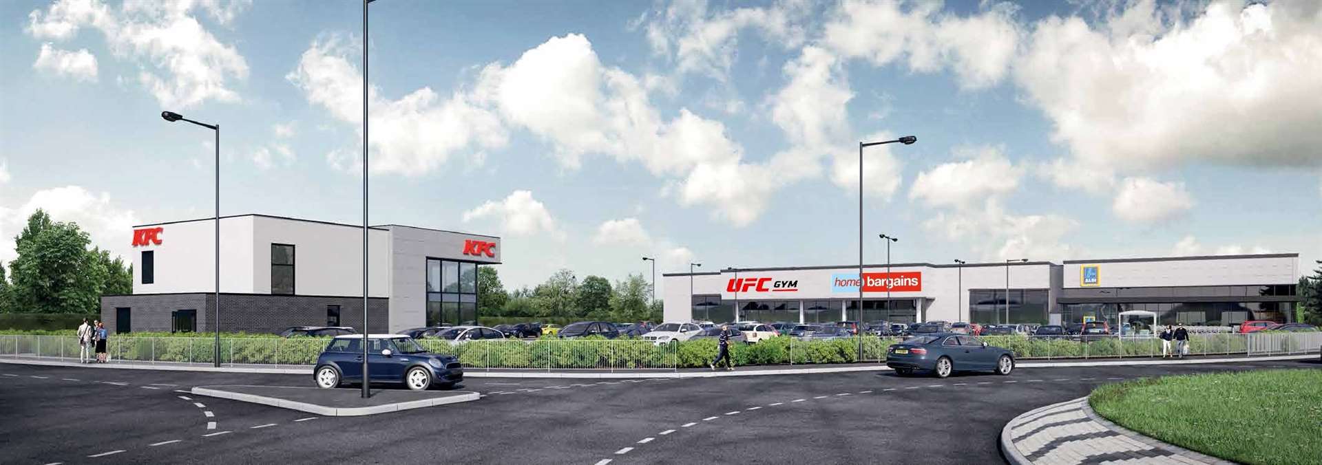 An artist's impression of how Horsted Retail Park will look once completed.