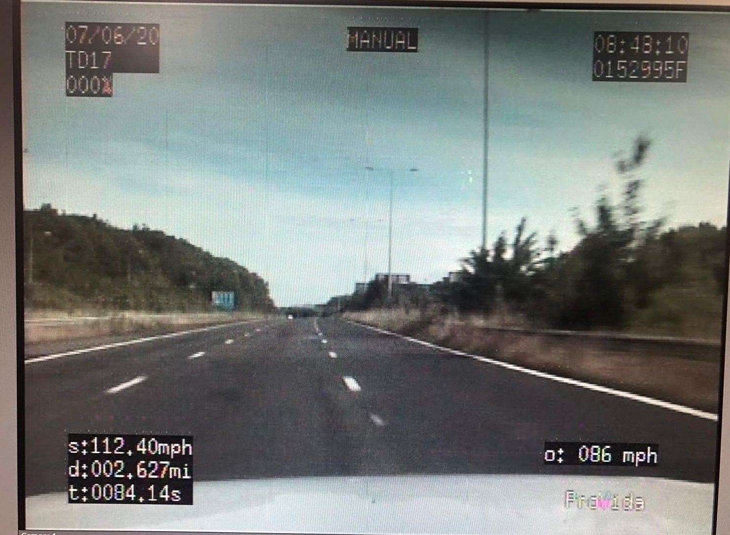 An Audi TT was clocked doing 112mph on the M2. Picture: Kent Police RPU