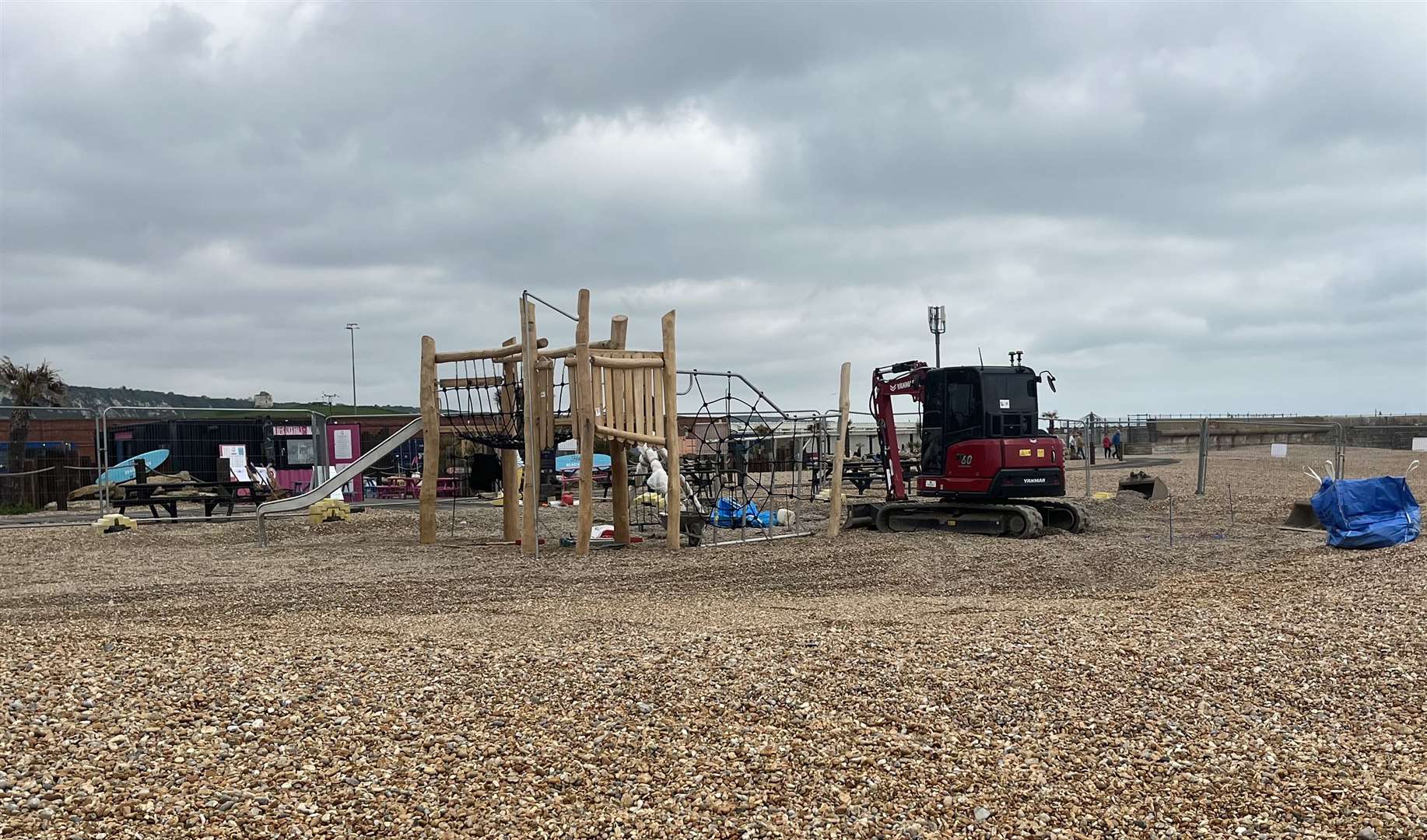 Bosses behind the play park project on Folkestone beach hope to have it fully open by mid-June