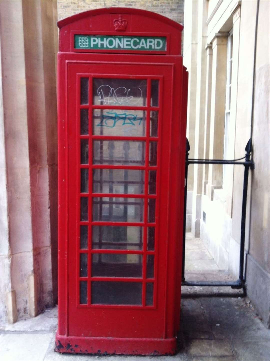 The phone box is outside the Old Town Hall