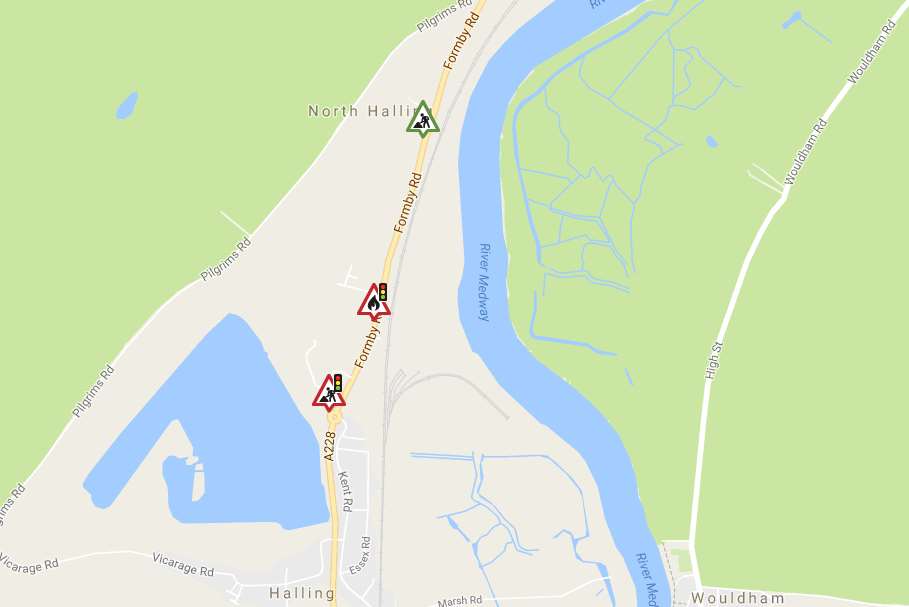 Ongoing roadworks on the A228. Picture: roadworks.org