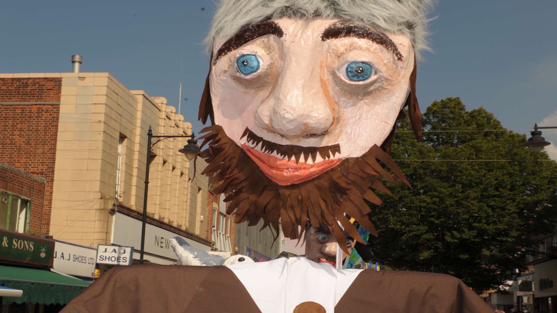 Giant puppets were created by local groups and paraded in Gillingham High Street.