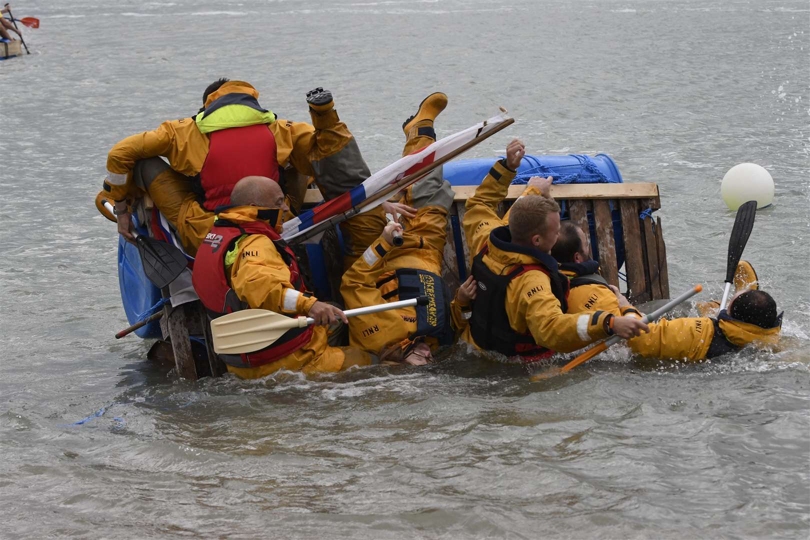 A raft capsizing during the Port of Dover Community Regatta earlier this year