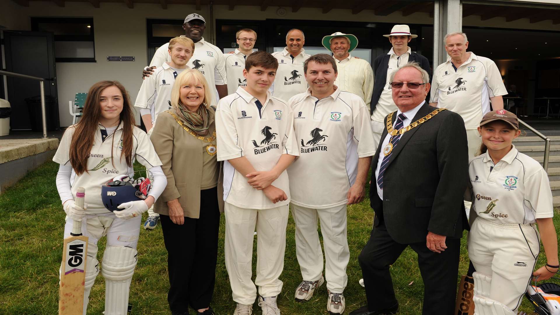 Dartford MP Gareth Johnson's annual charity cricket match. Dartford Mayor Cllr John Burrell and mayoress Eija with the team.