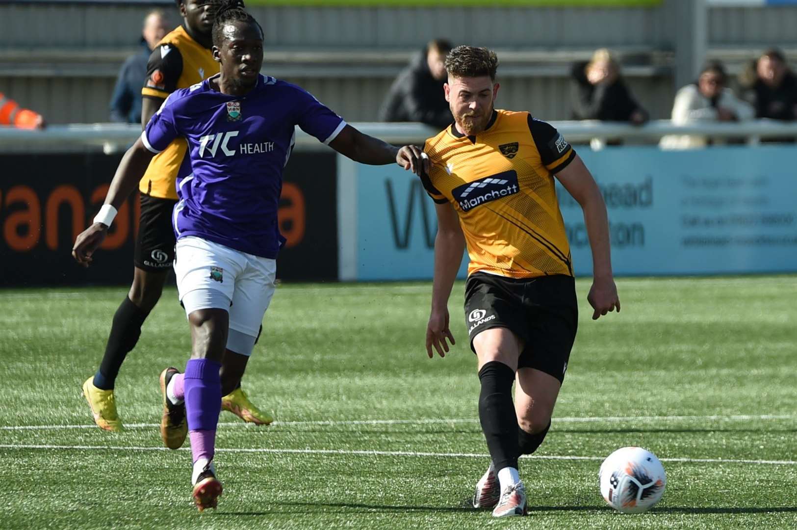 Sam Bone in action during Maidstone's goalless draw with Barnet on Monday. Picture: Steve Terrell