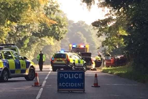 Emergency services are the scene of a crash on the A20