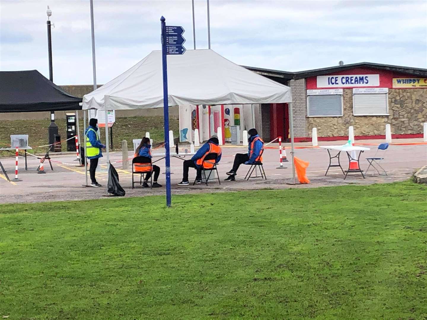 Workers at the Covid test station in Beachfields, Sheerness. Picture: Barry Hopkins