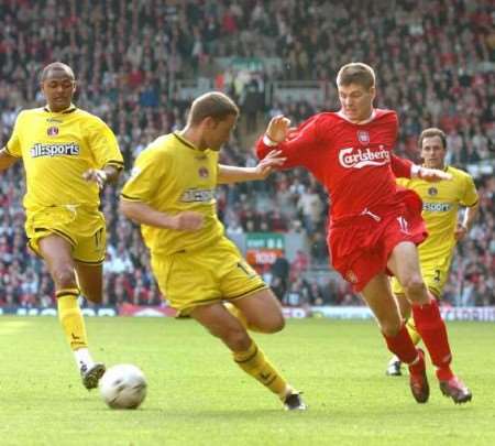 Gerrard in action in a previous game against the Addicks. Picture courtesy LIVERPOOL EVENING ECHO