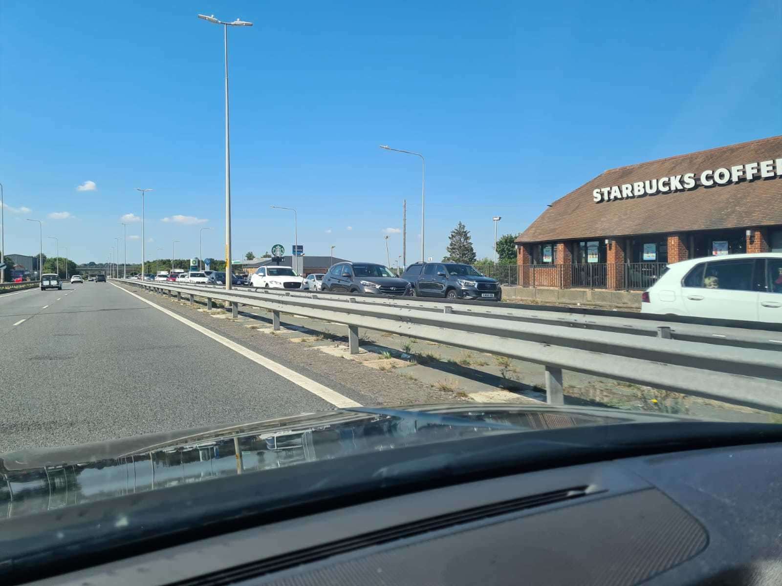Queues on the A299 Thanet Way near Whitstable today