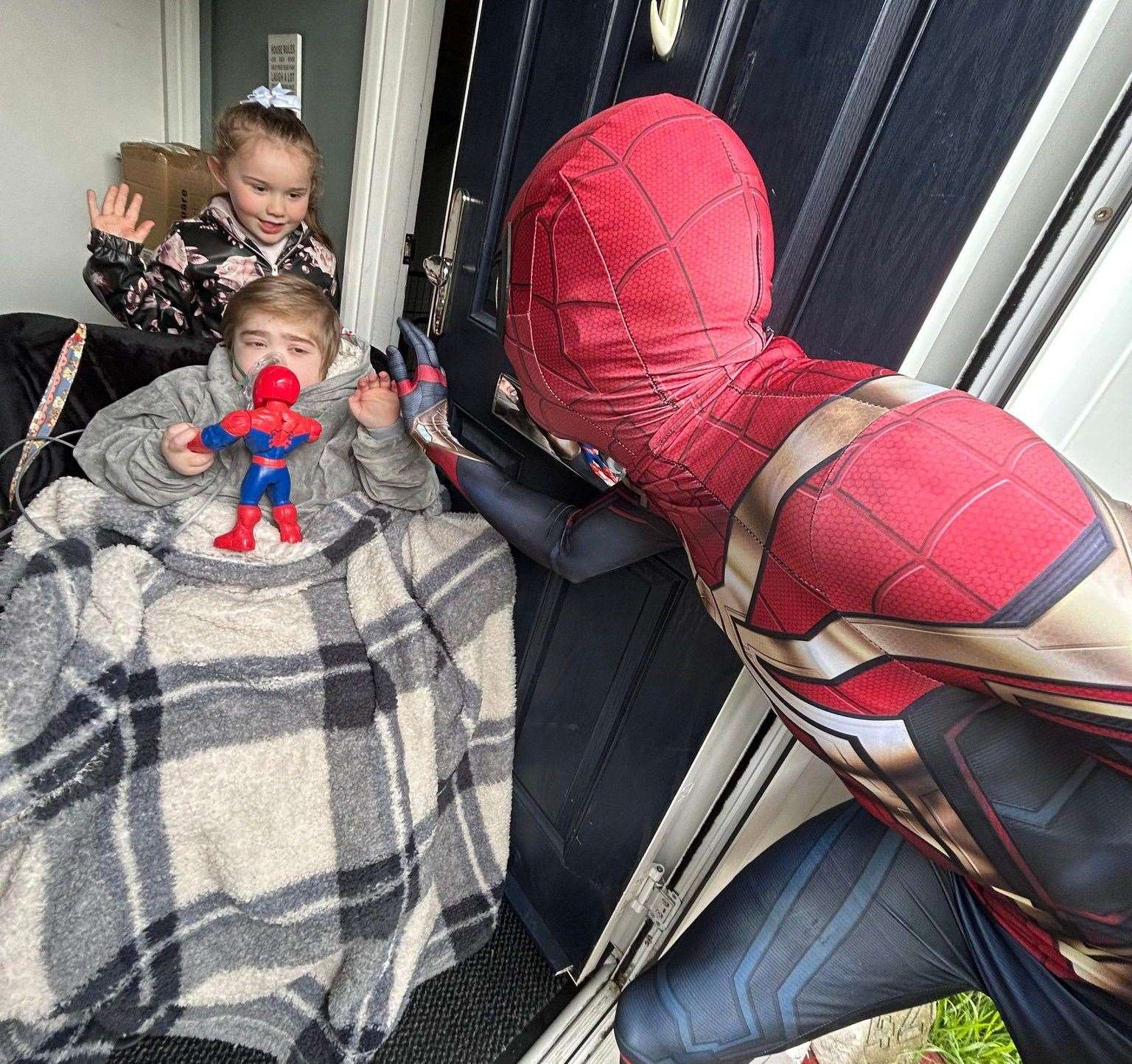Freddy Leitch with Spider-Man. Picture: Kirsty Leitch