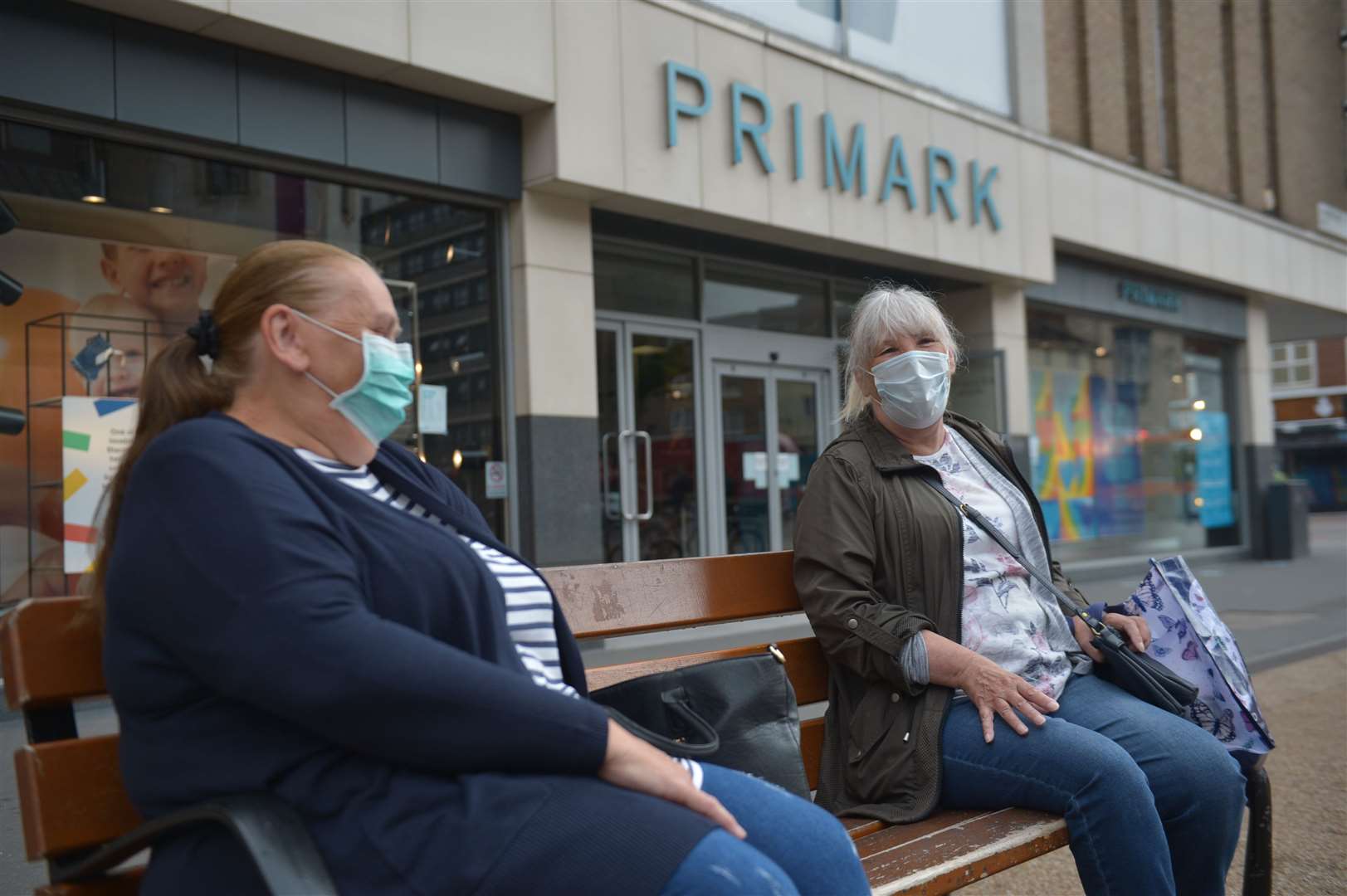 People wearing masks in Leicester city centre as face coverings become mandatory in shops and supermarkets in England. (Jacob King/PA)