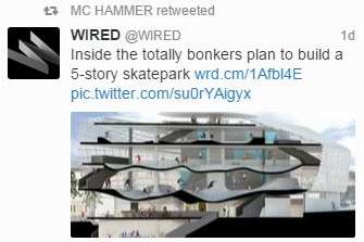 The tweet from @MCHammer showing his endorsement for the plans