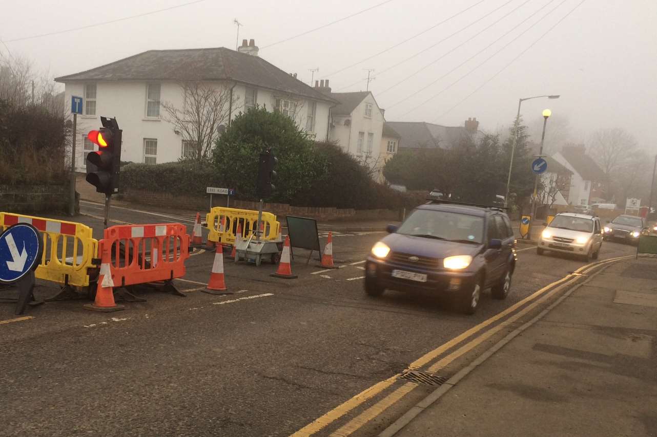 The traffic lights have been installed while roadworks are carried out