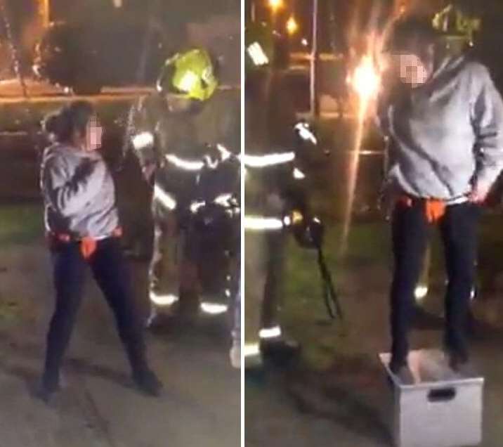 A firefighter helps a girl stuck in a swing in Ramsgate