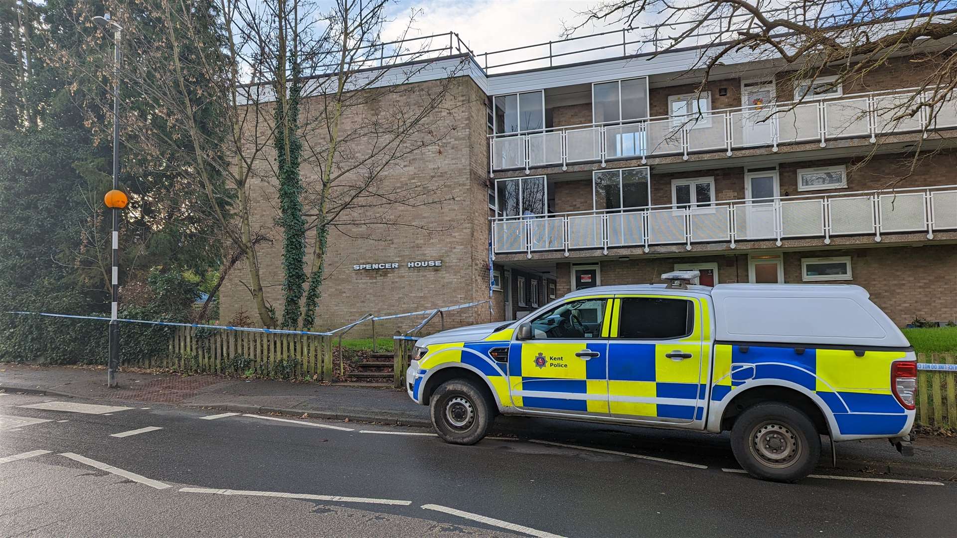 Police at the scene of the stabbing in Coolinge Lane, Folkestone (54059916)