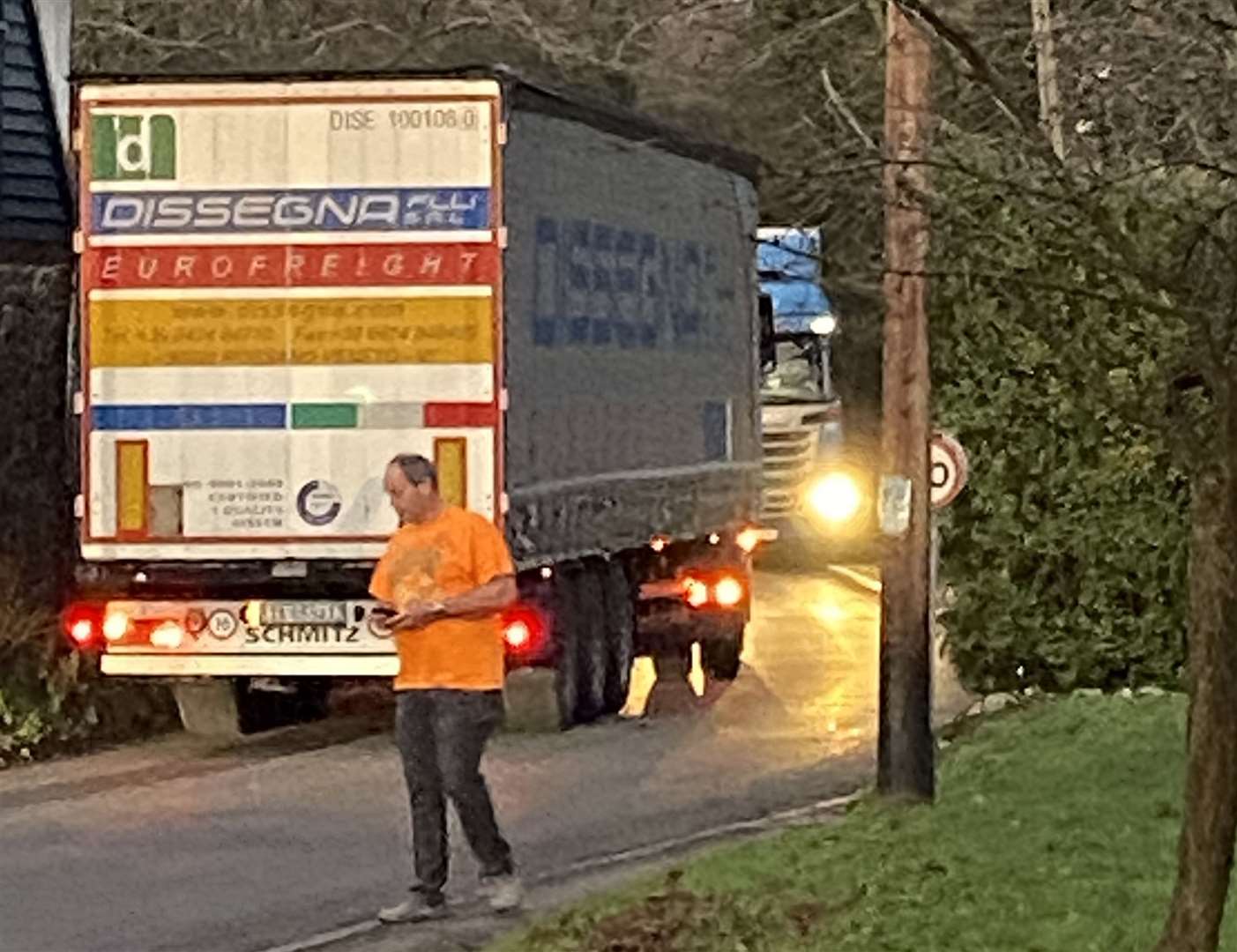 Roads were blocked yesterday evening as truckers tried to get through the village. Picture: Stewart Ross