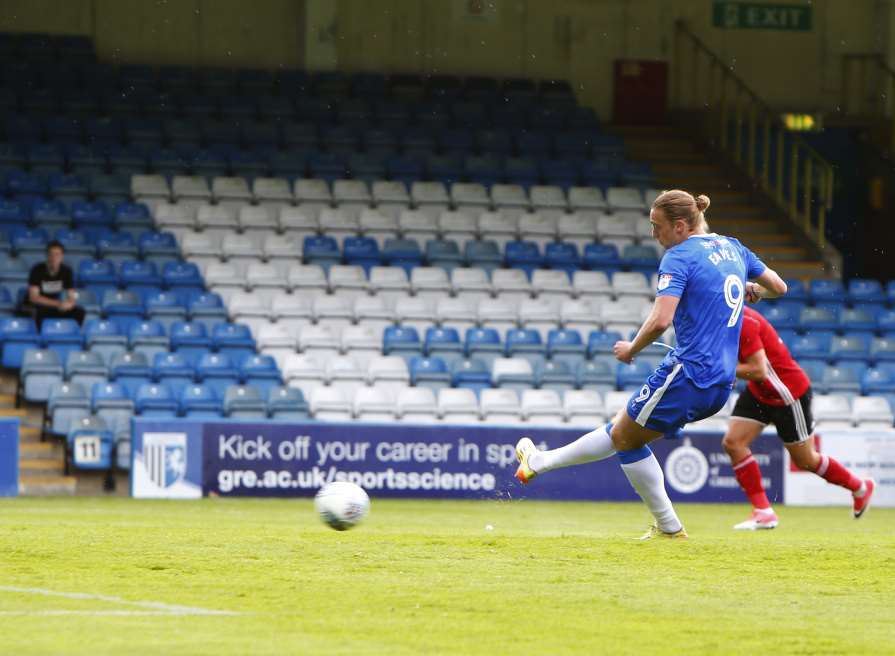 Tom Eaves scores from the spot for Gillingham Picture: Andy Jones