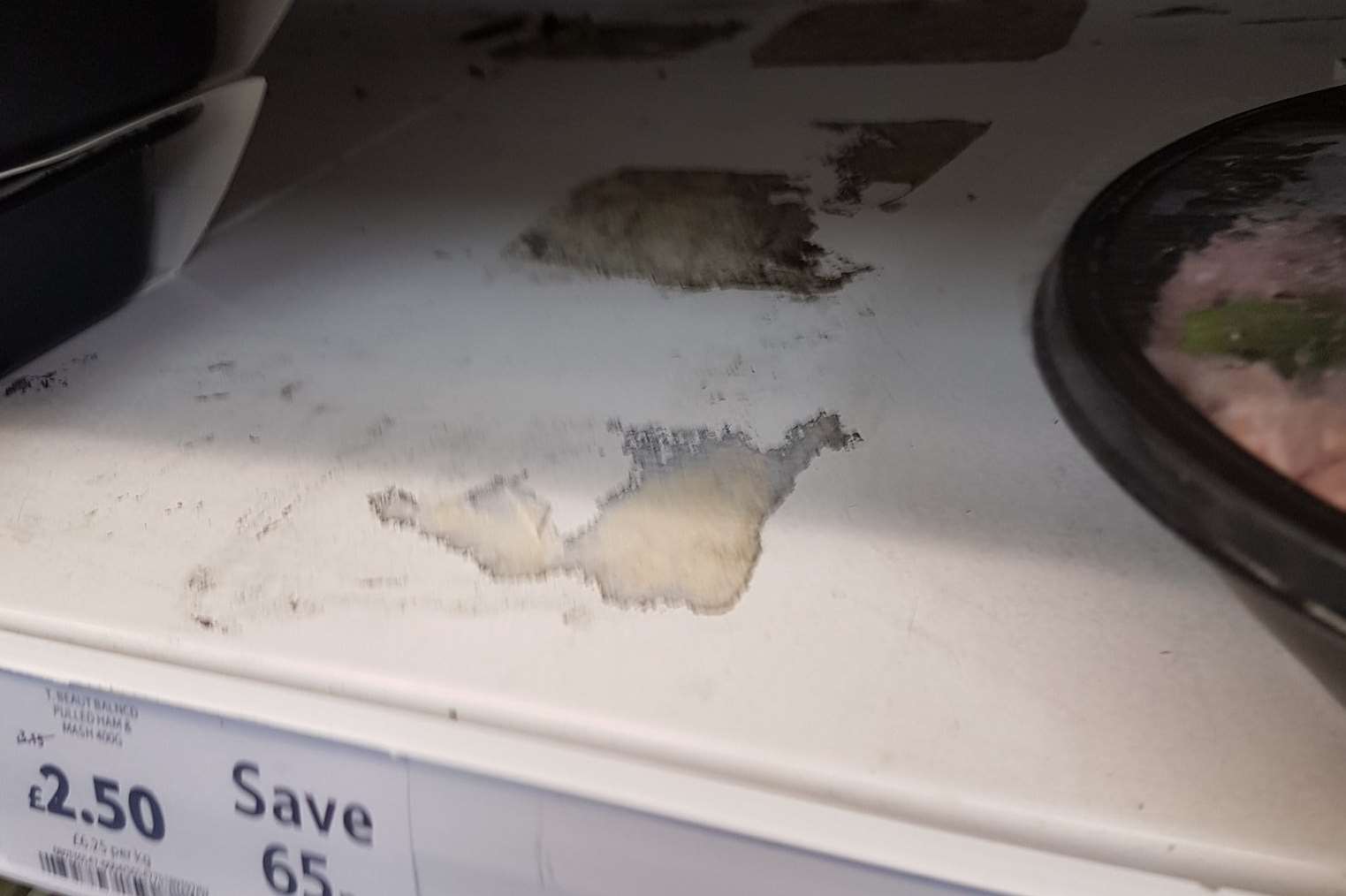 Mouldy shelves at the Tesco store