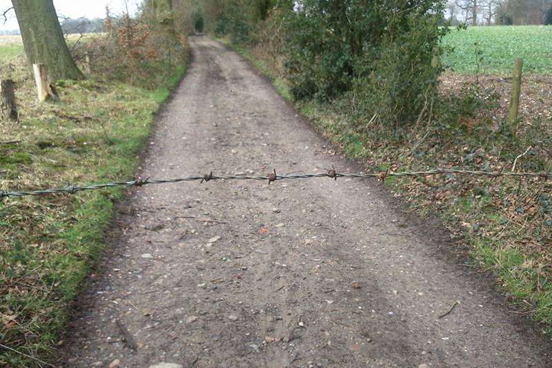 A cyclist found barbed wire strung up at neck height across a busy track near Leeds Castle. Credit: Daniel Webster